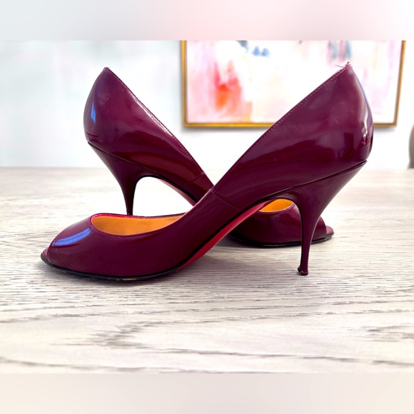 Christian Louboutin YoYo 85mm Patent Leather Pumps In Burgundy Size 7 - Picture 1 of 7